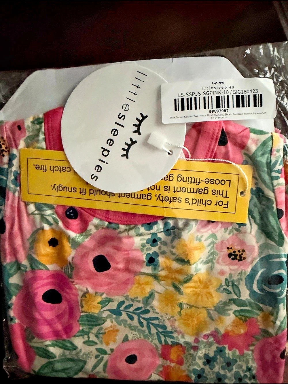 little sleepies Pink Secret Garden Two-Piece Short Sleeve & Shorts NWT 18-24